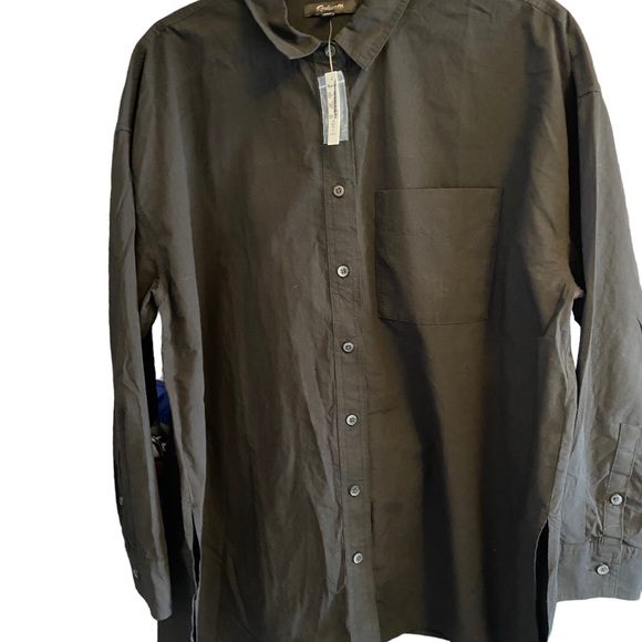 Madewell oversize size medium black blouse button up nwts - Picture 2 of 9